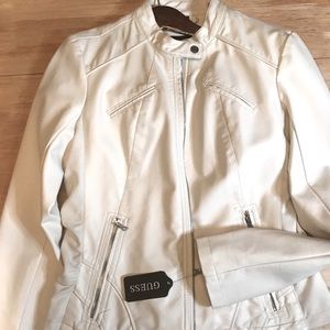 New w/tags Ivory Guess Faux Leather Jacket Size L